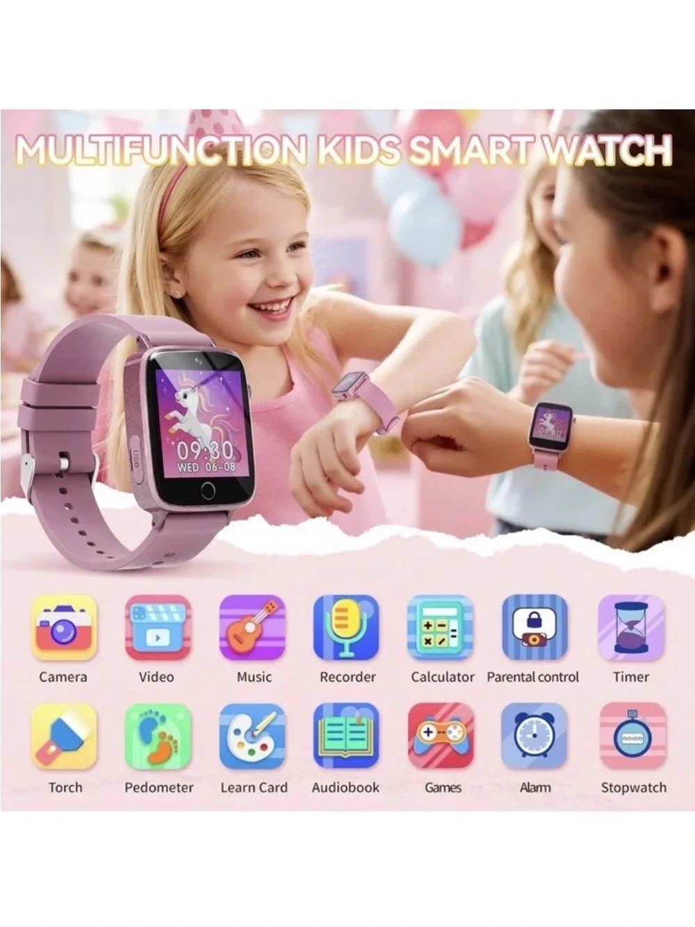 Kids Pink Smartwatch with Camera - Brand Unspecified